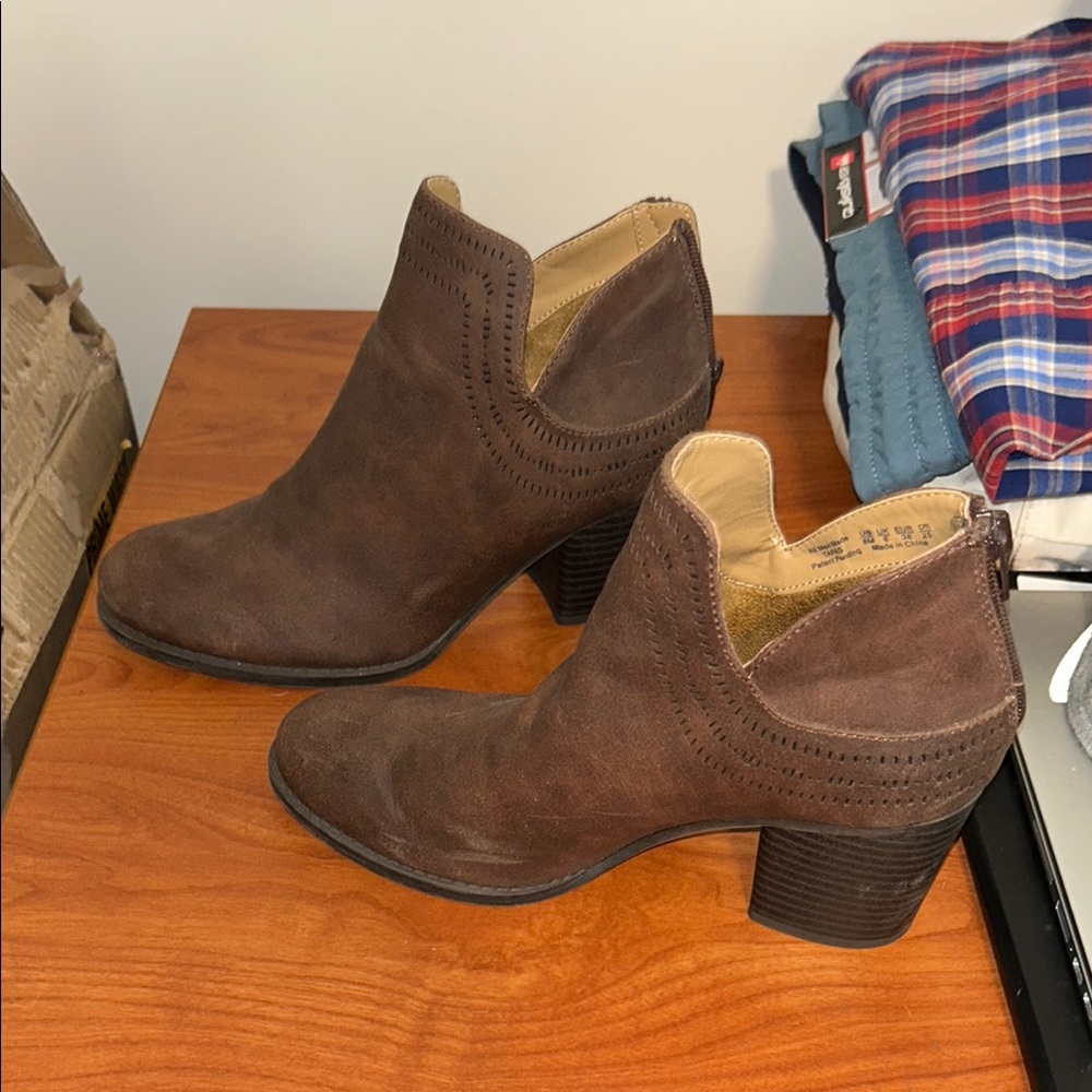 Suede Brown Ankle Booties